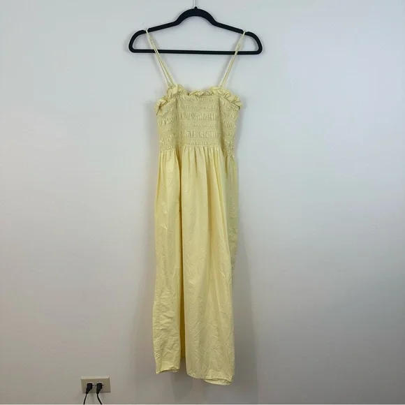 H&M | Smocked Bodice Sleeveless Light Yellow Ruffle Dress Size Medium - Picture 10 of 10